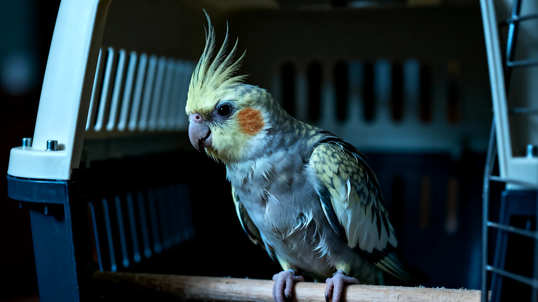 Nymphensittiche leiden unter erheblichem Stress während Reisen aufgrund von Lärm, Temperaturschwankungen und ungewohnter Umgebung in Transportboxen, was zu Panikverhalten, Federrupfen und gesundheitlichen Komplikationen führen kann"