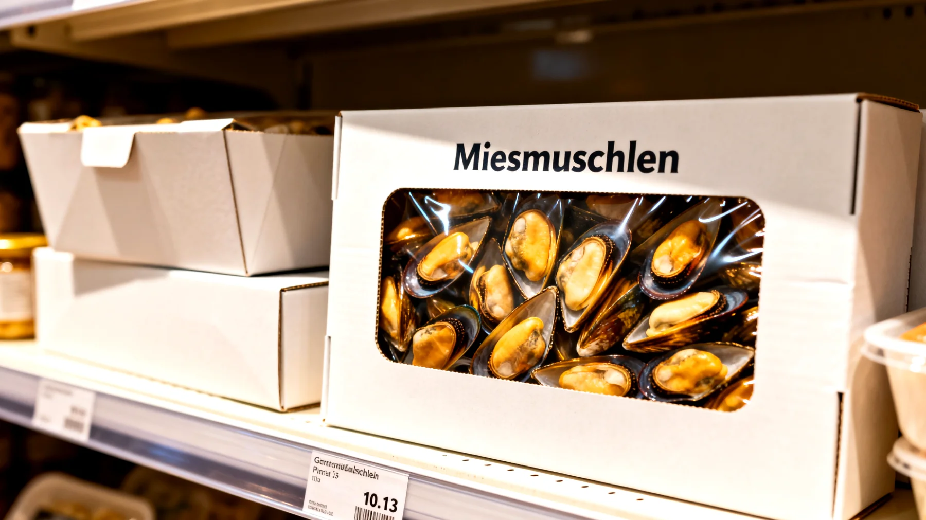 Verpackte Miesmuscheln"